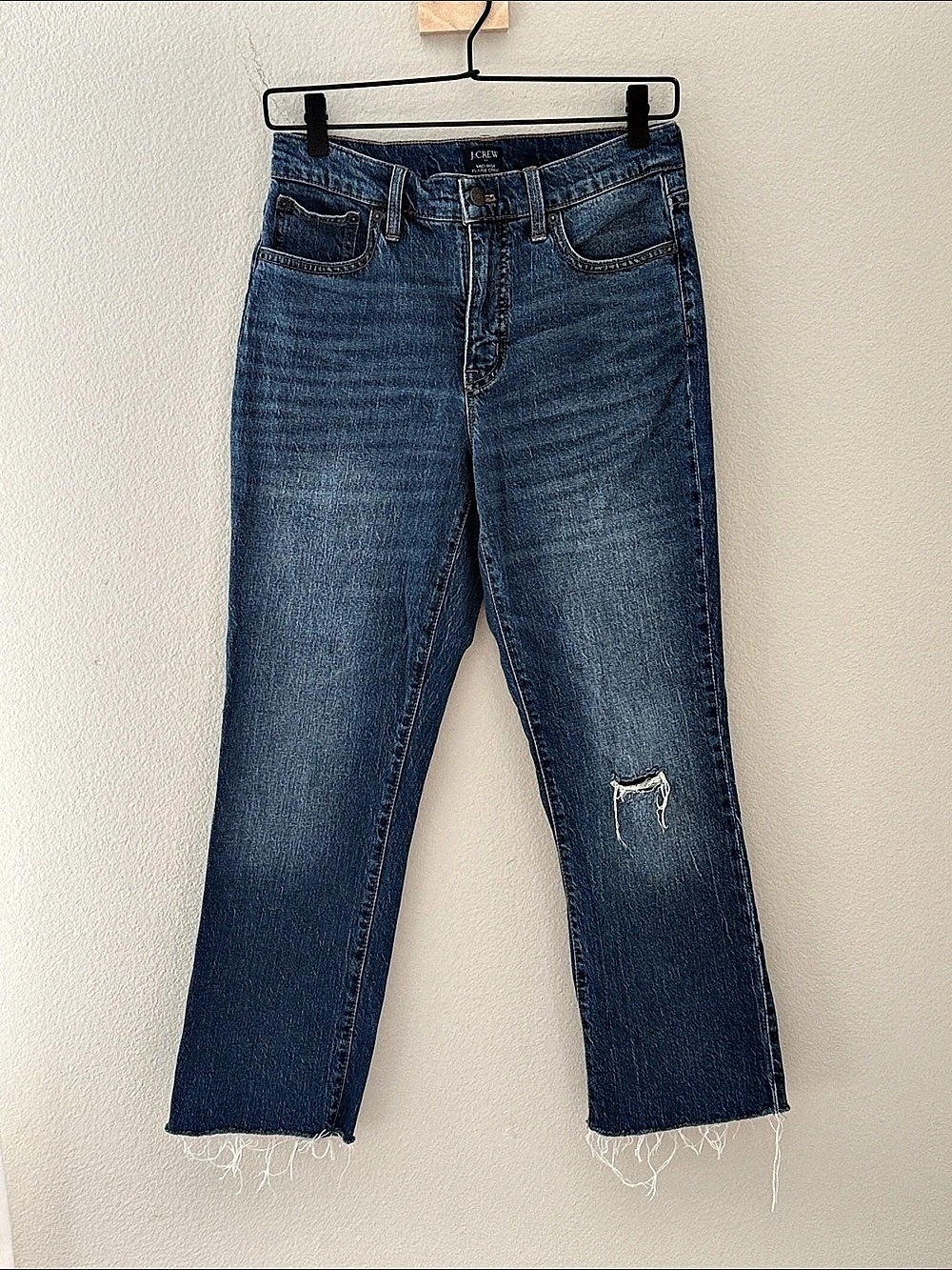 J.Crew Mid-Rise Flare Crop Jean Medium Blue Waist 27